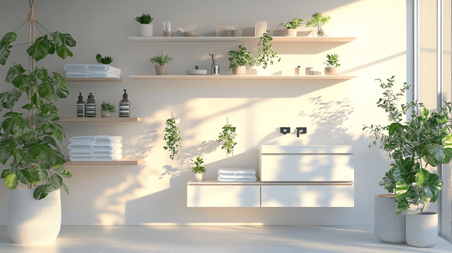 Idee di decorazione per il bagno: Spazio di archiviazione elegante e decorazione