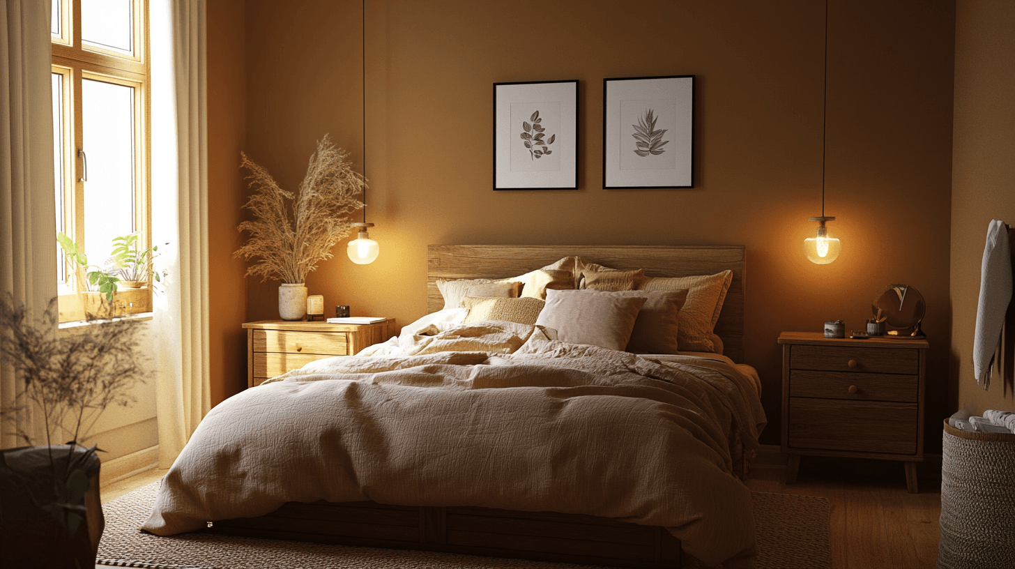 Progettazione della camera da letto con Mocha Mousse