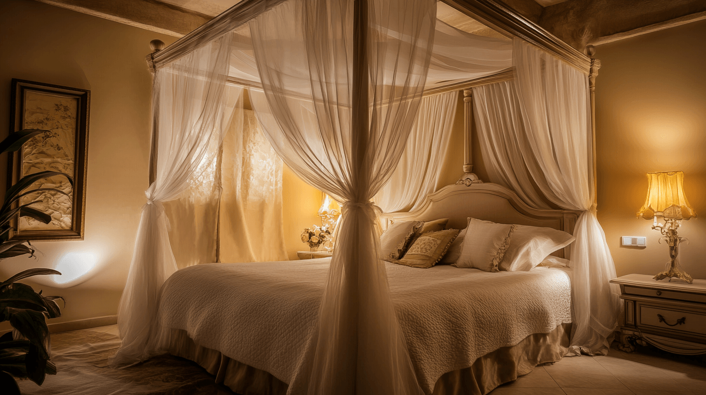 Sogni romantici in camera da letto: Letto a baldacchino e baldacchino