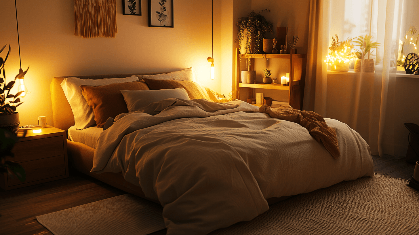 Toni della terra morbidi nella camera da letto: calma e sicurezza