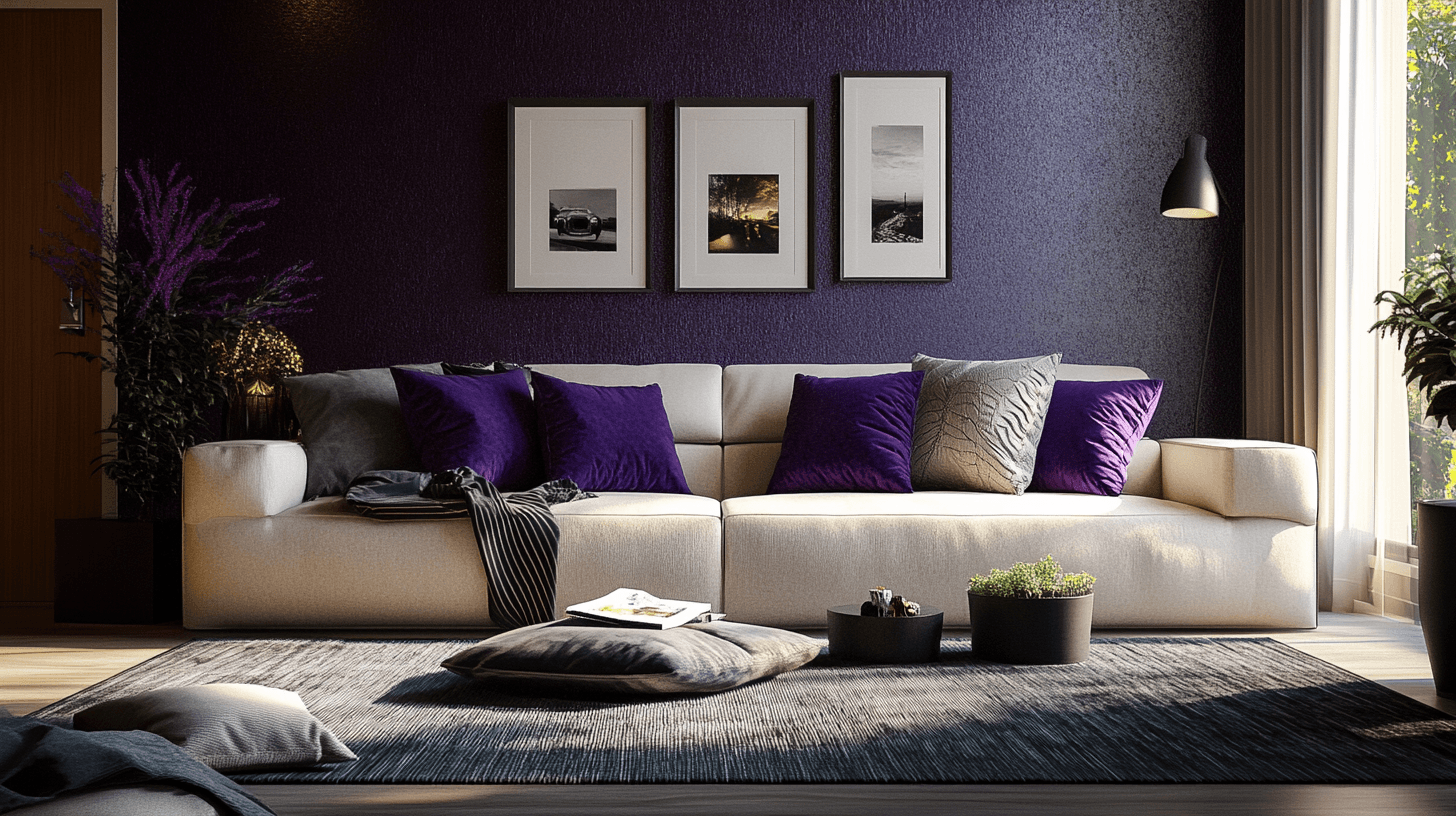 Accenti viola nel soggiorno: Elegante e di stile