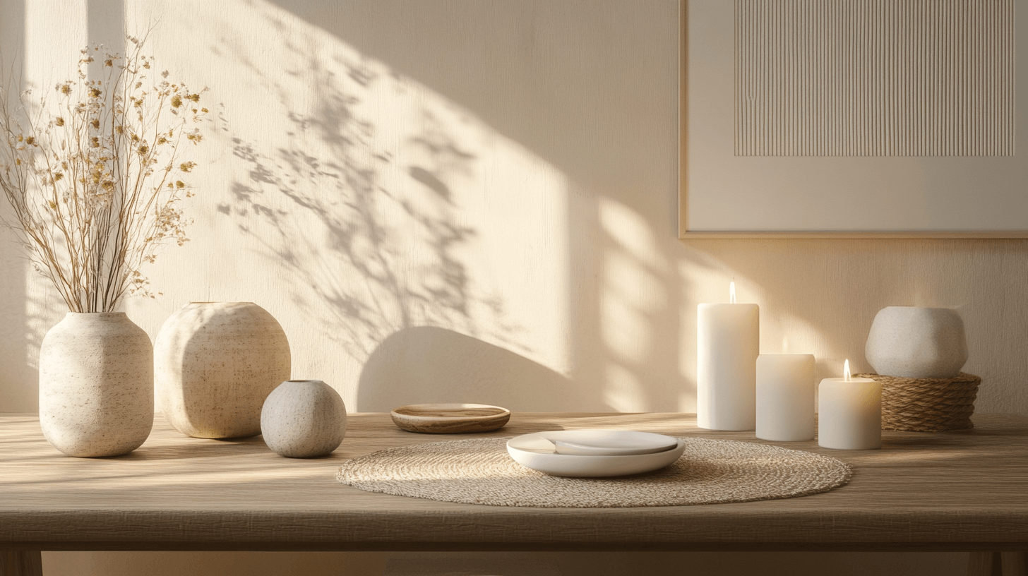 Decorazione e accessori nella sala da pranzo scandinava