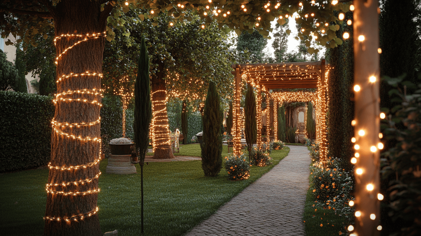 Usi creativi delle catene luminose in giardino