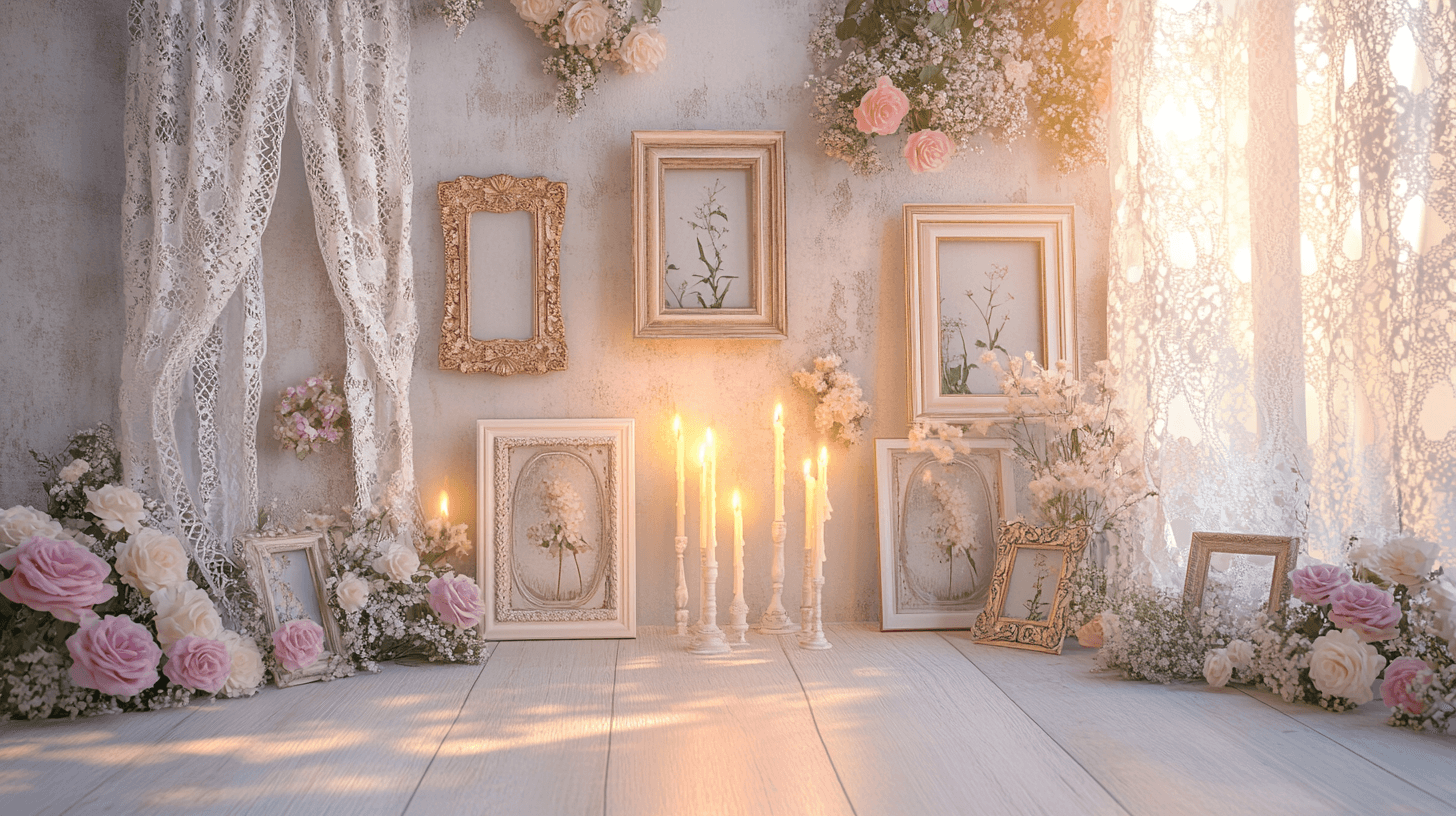 Decorazione in stile romantico: fiori, candele e altro