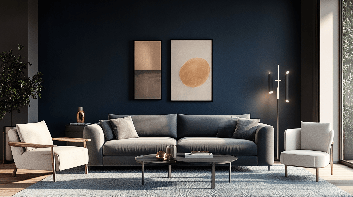 Decorazione delle pareti in blu scuro: Coraggio di usare il colore