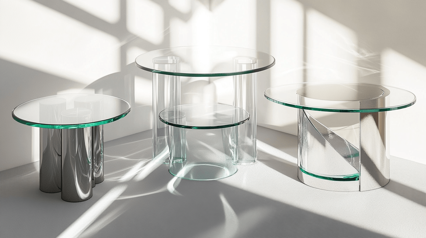 Varianti di design versatili di tavolini in vetro