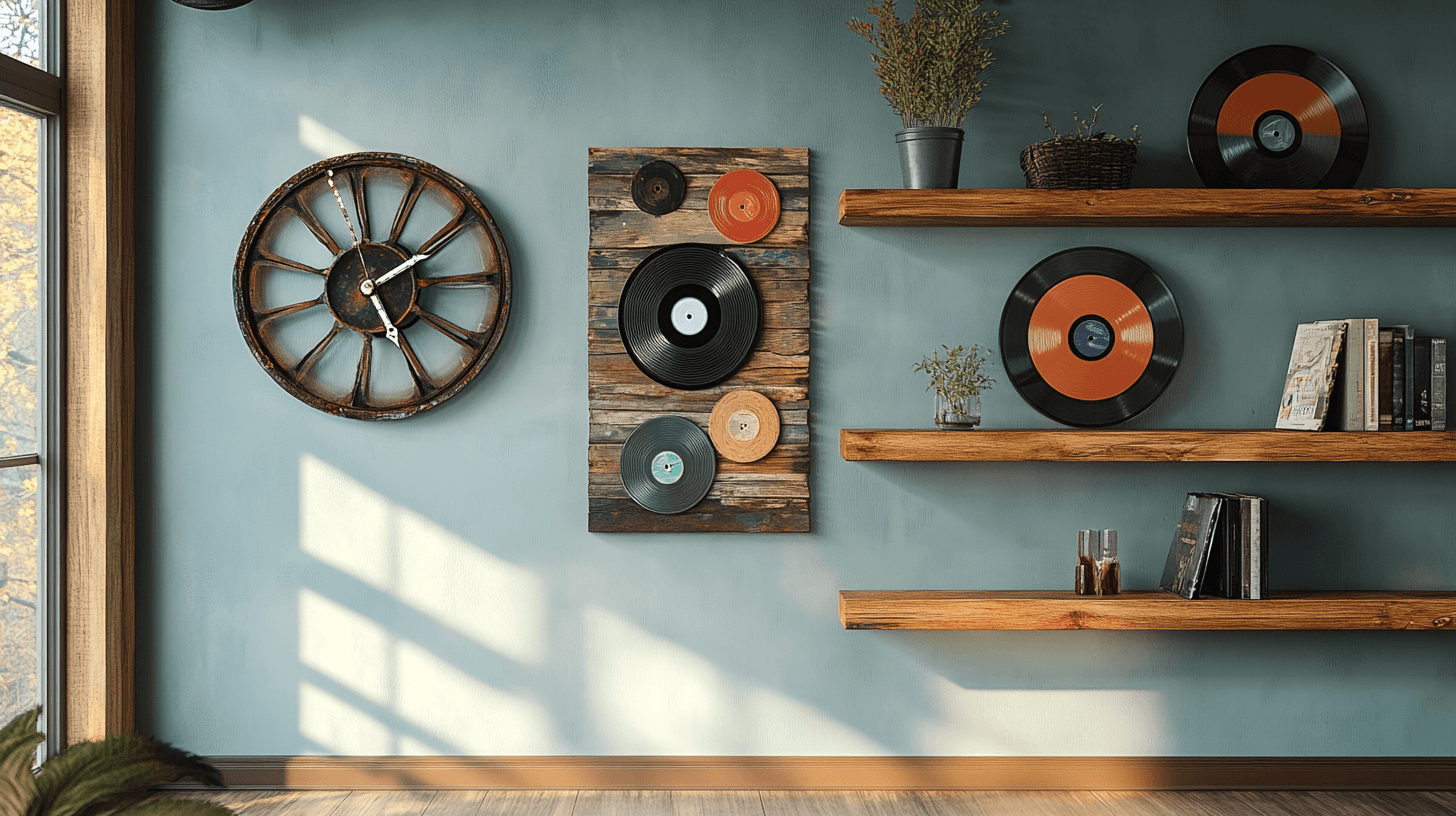 Decorazione murale creativa con elementi di upcycling