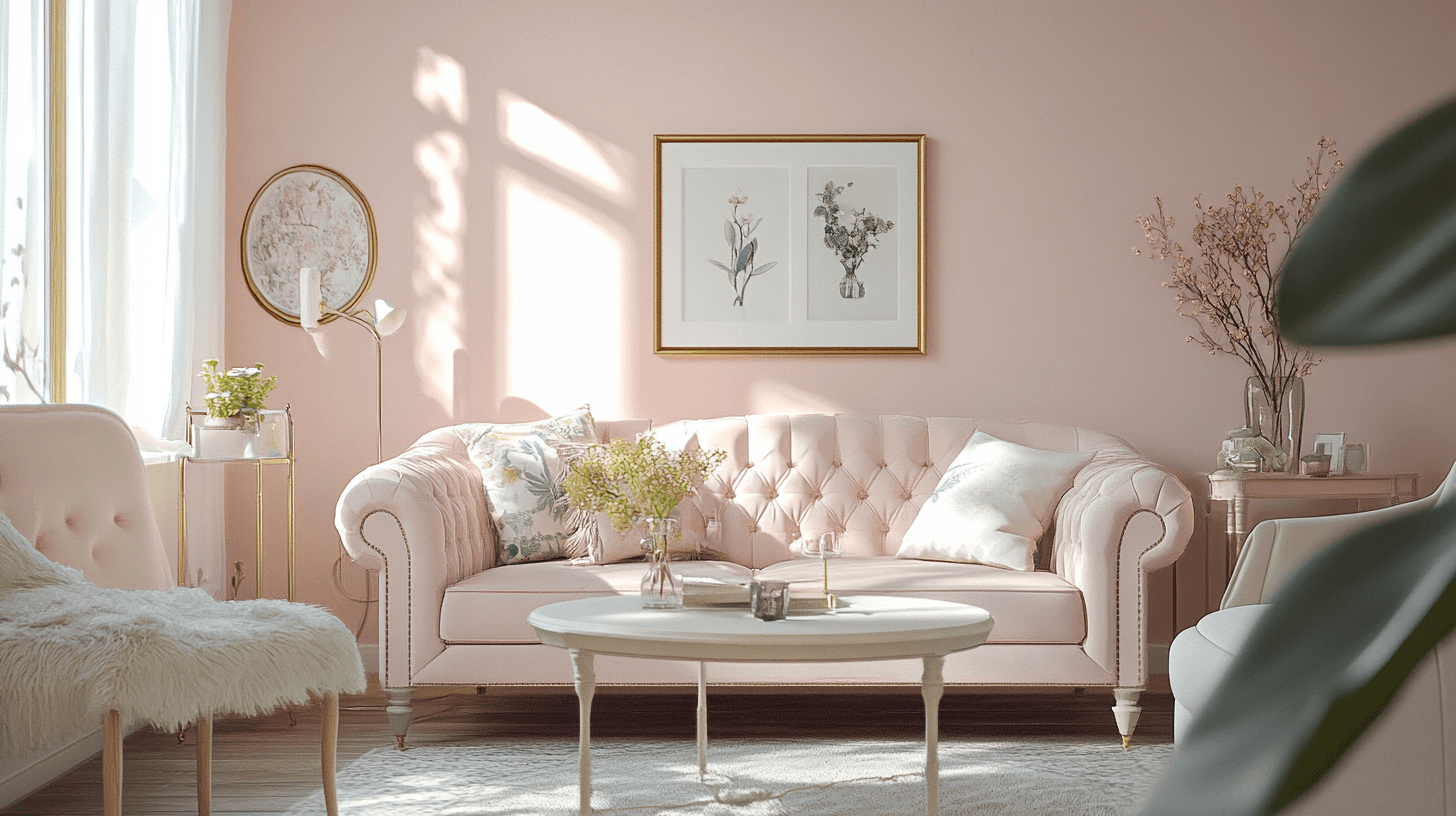 Rosa tenue nel soggiorno: Eleganza femminile