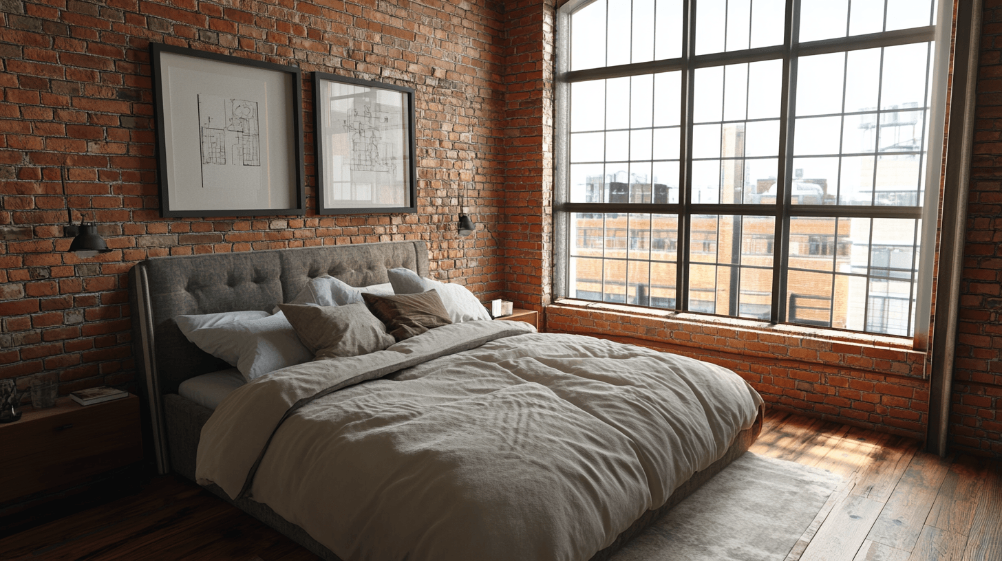 Decorazione nella camera da letto in stile loft
