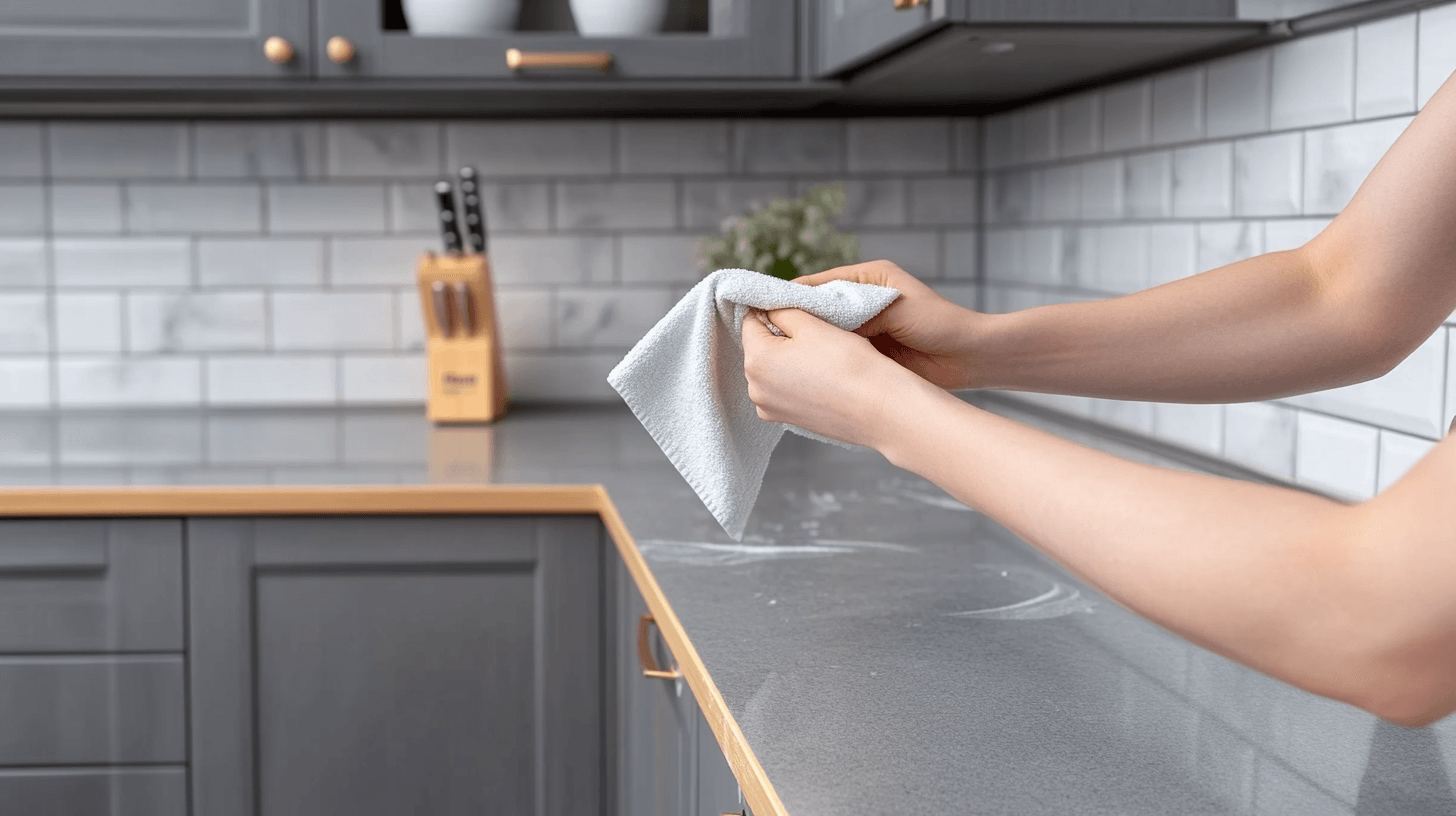 Cura e pulizia delle ante della cucina grigie