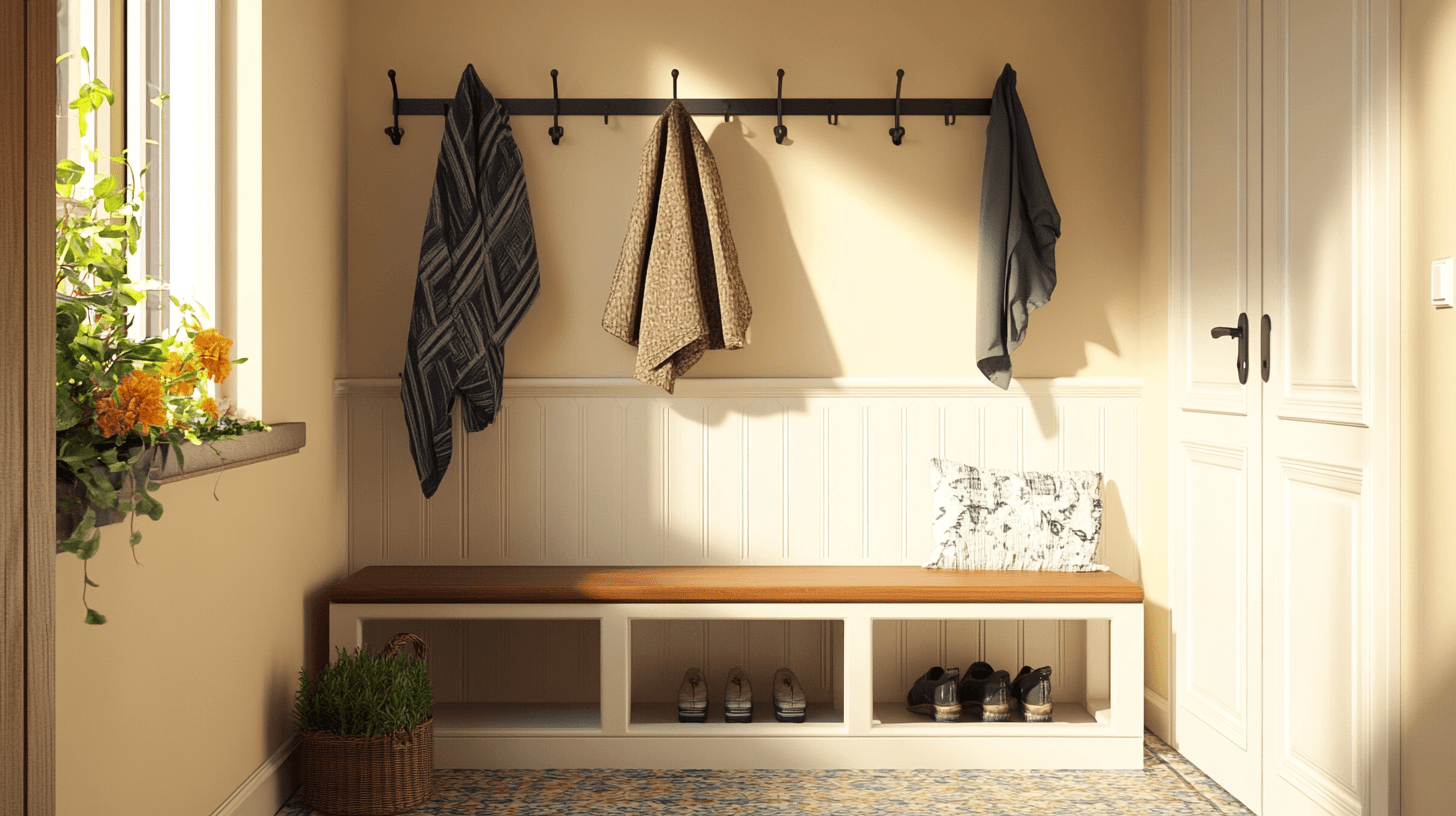 Panchine con spazio di archiviazione nel corridoio