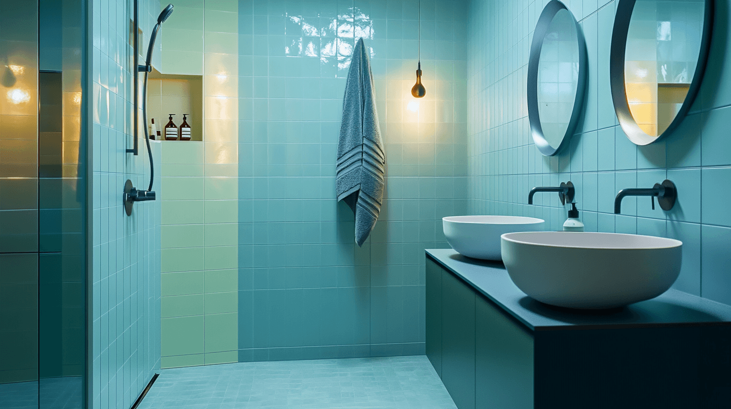 Design del colore in bagno: freschezza con tonalità di blu e verde