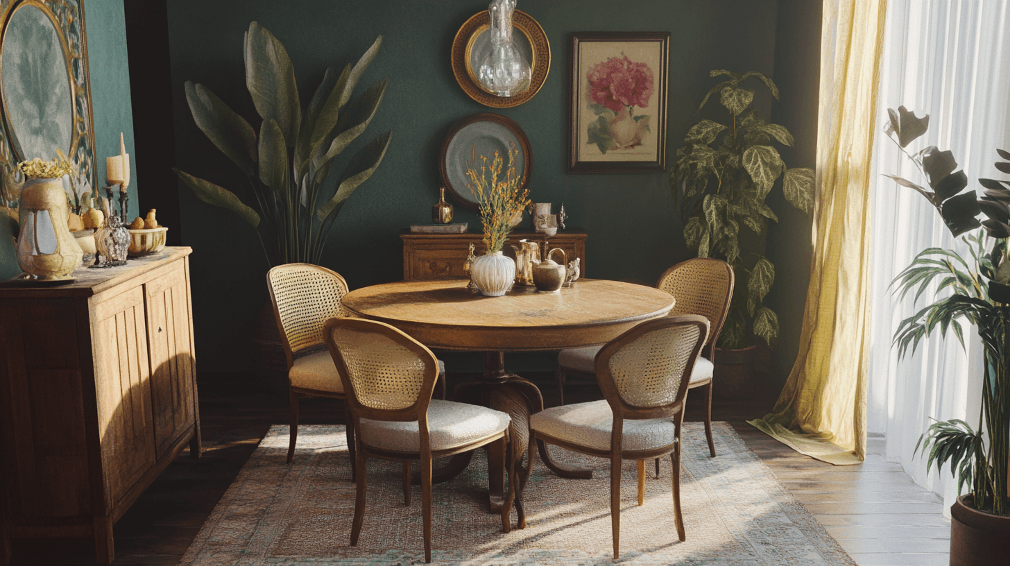 La scelta perfetta dei colori per una sala da pranzo vintage