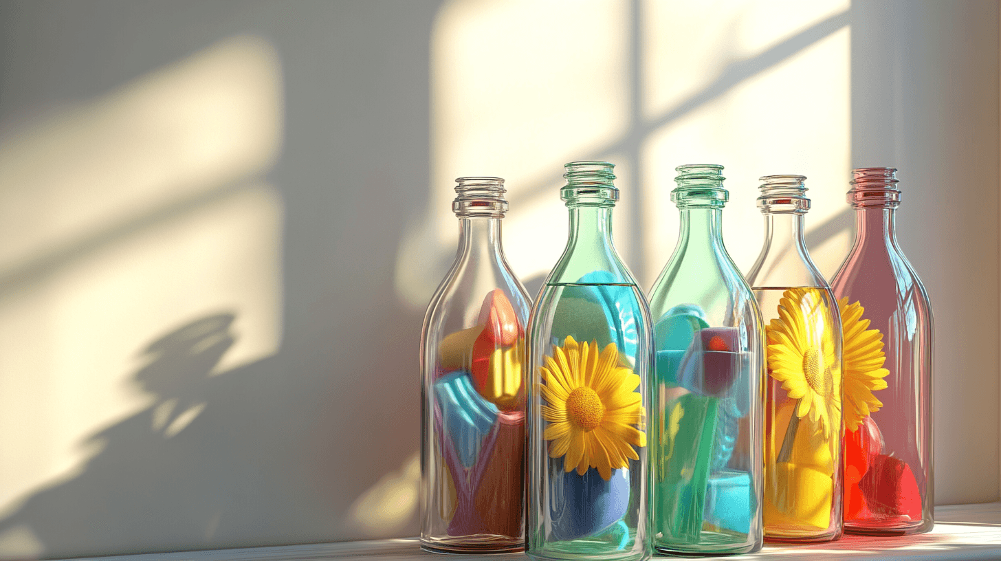 Bottiglie di vetro come soluzioni decorative per la conservazione