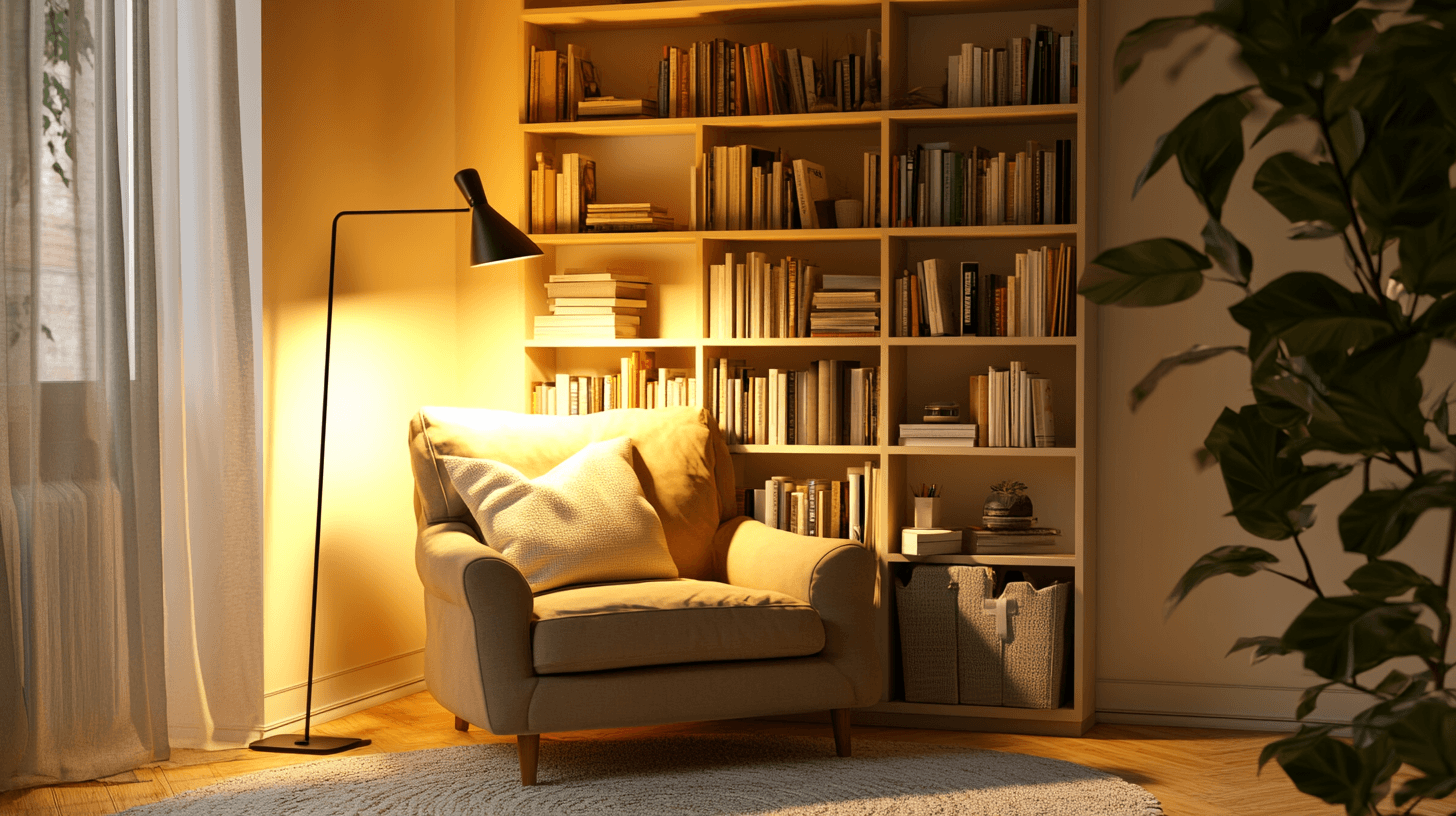 Camera da letto con angolo lettura integrato: Accogliente e funzionale