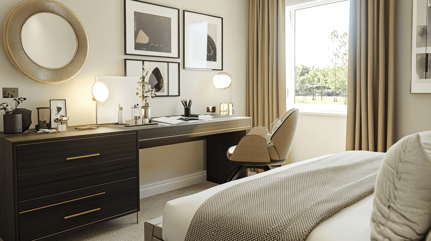 Camera da letto con postazione di lavoro integrata: funzionalità e design