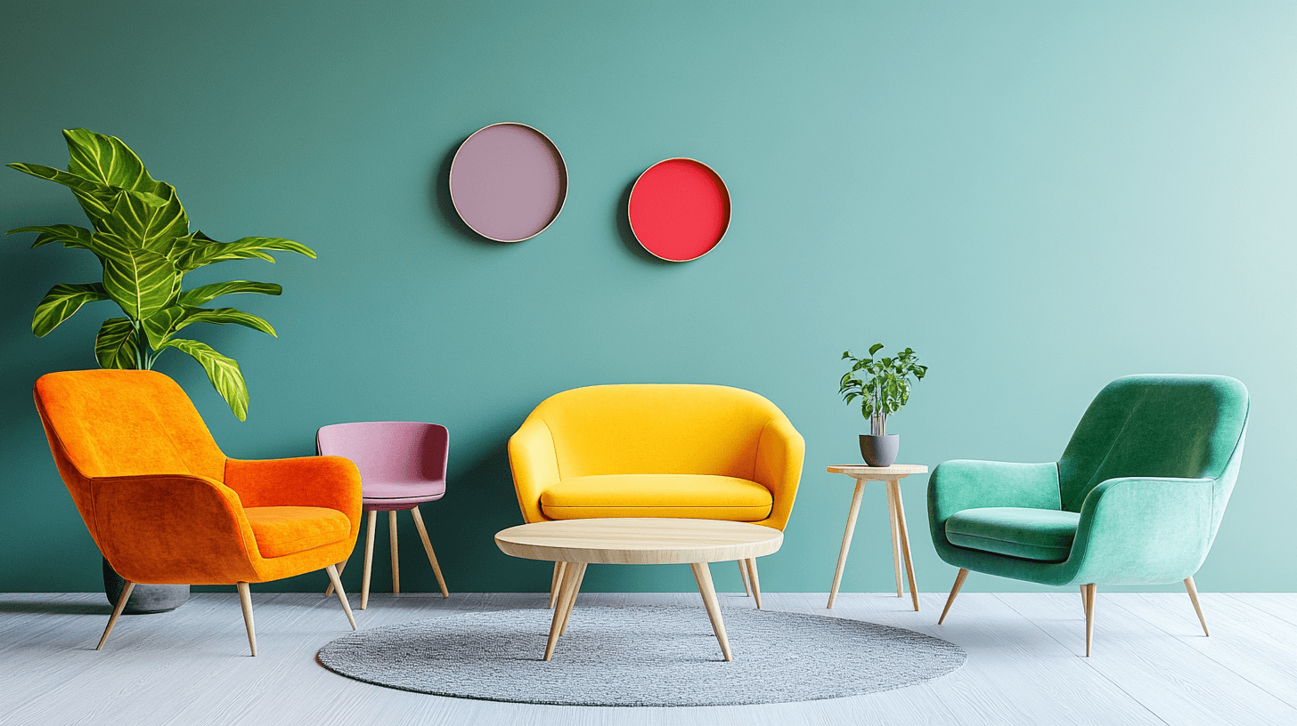 Mobili colorati come pezzo forte
