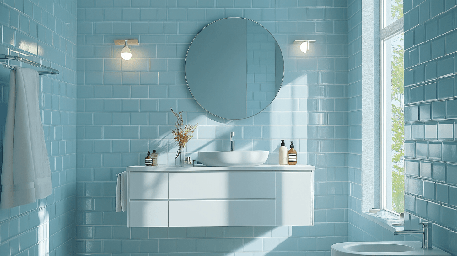 Colori freddi nel bagno: freschezza e pulizia