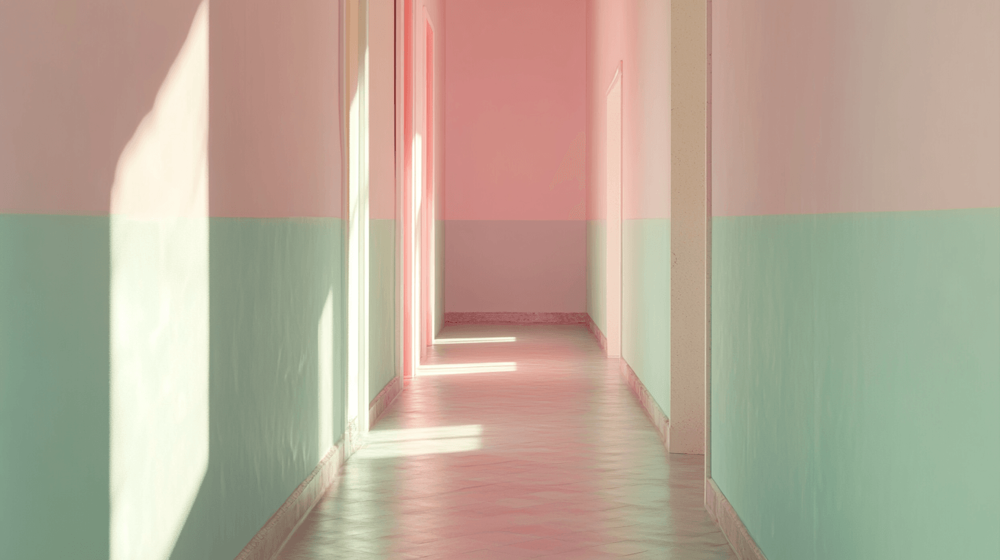 Decorazione murale in colori pastello per il corridoio