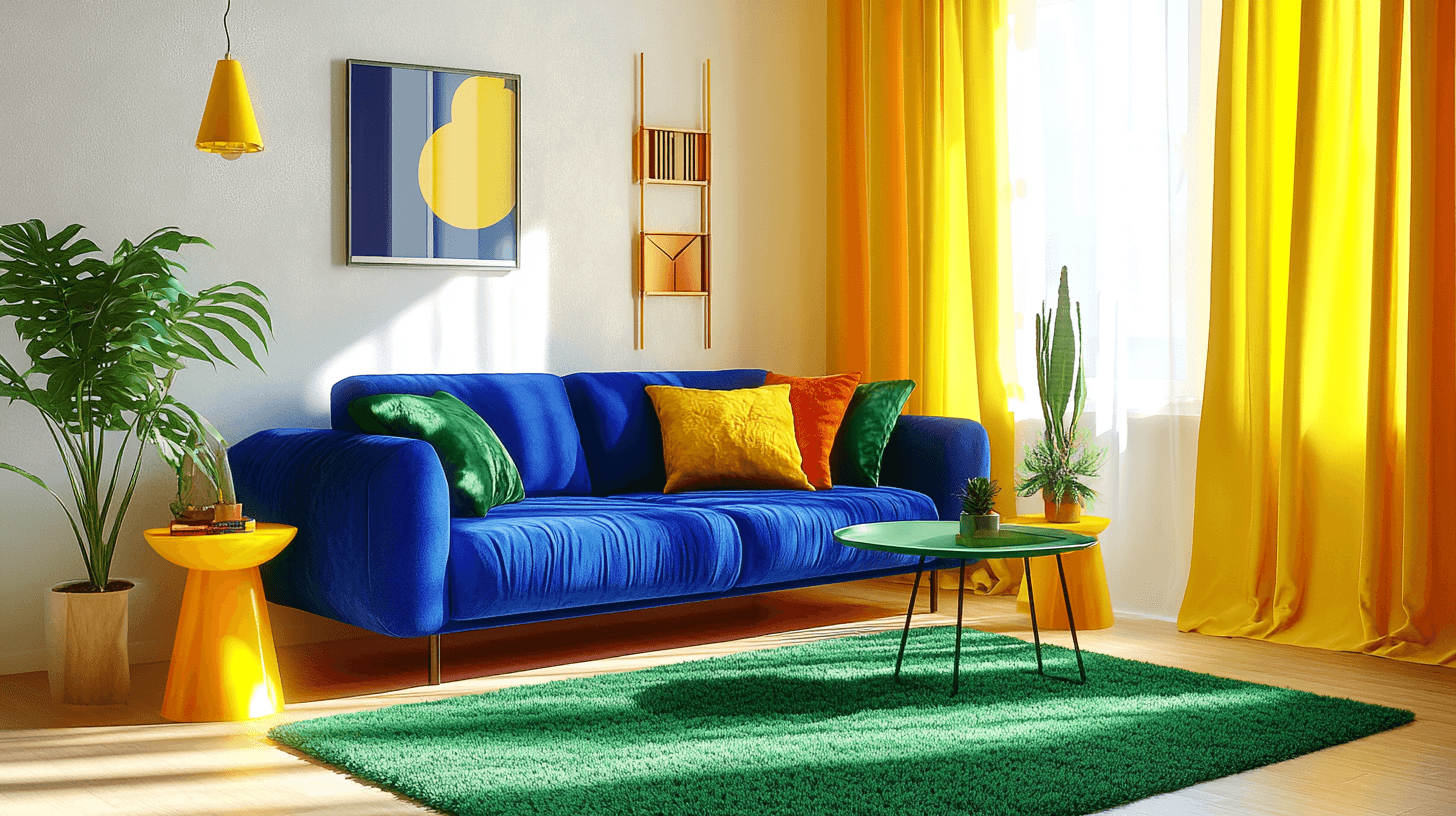 Colori vivaci nell'arredamento del soggiorno