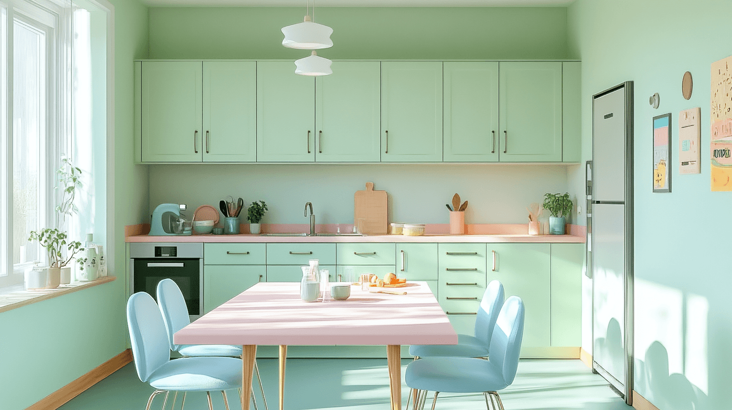 Cucina e sala da pranzo: Fresche tonalità pastello per più gioia di vivere