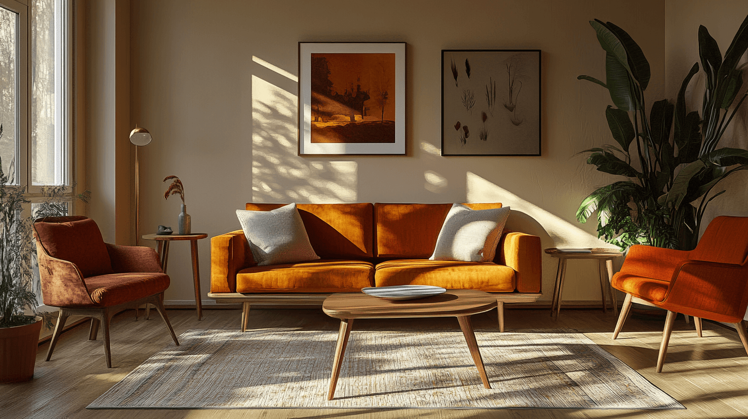 Palette di colori e materiali in stile Mid-Century