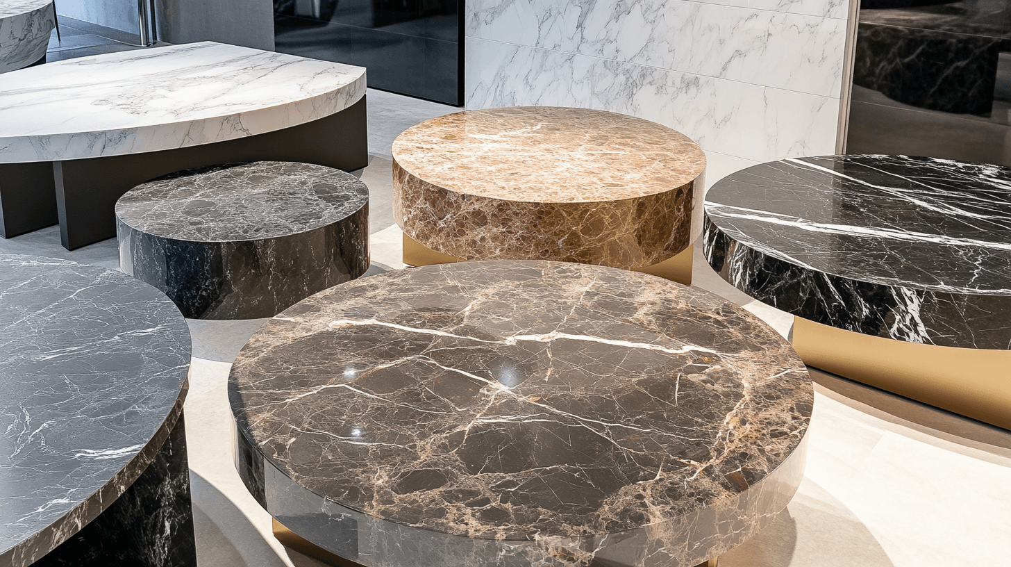 Vari stili e design di tavoli in marmo